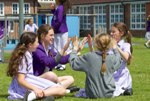 Pupils Outside During Break Time at Kimbolton Preparatory School