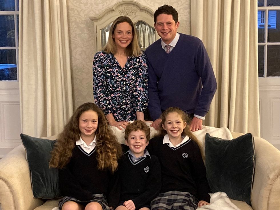 Mr Will Chuter with his wife Hannah and family